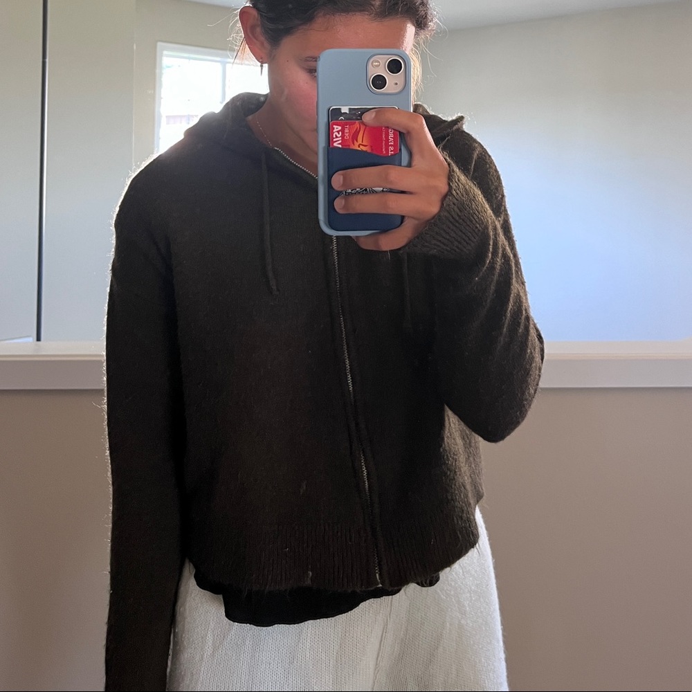Urban outfitters dark fleece zip up hoodie